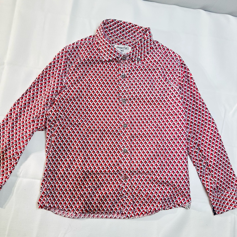 Sovereign Code Boys' Red and White Geometric Shirt